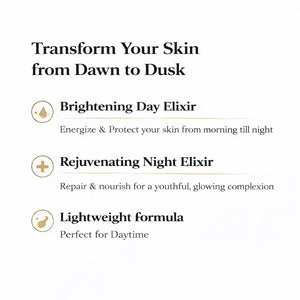 Text describing skincare products with icons on a white background