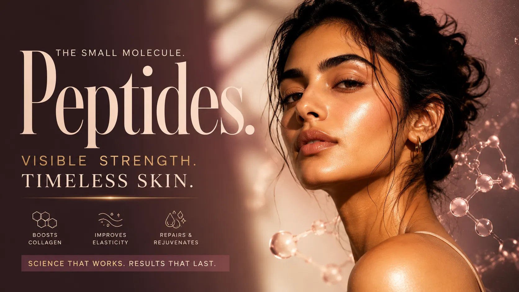 Woman with glowing skin illustrating the benefits of peptides for improving collagen production, skin elasticity, and youthful-looking skin.