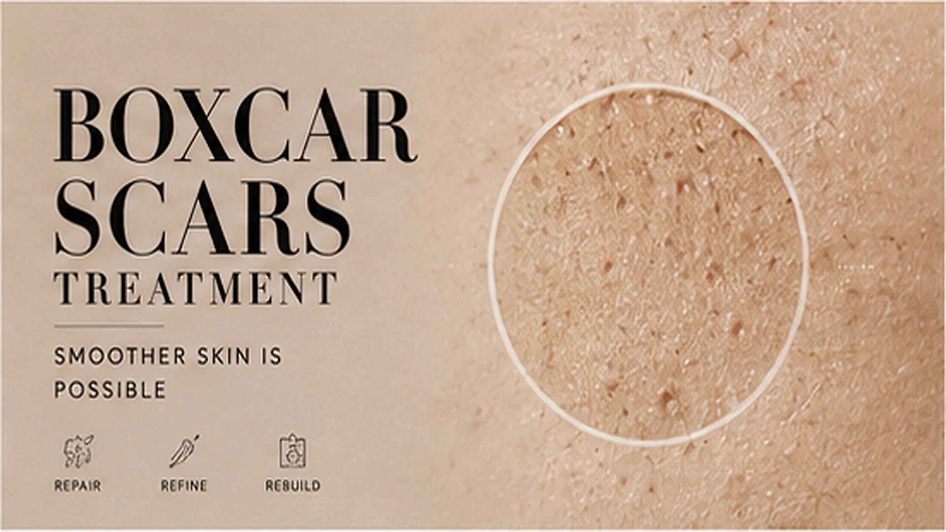 Boxcar scars treatment editorial guide with enlarged acne scar texture.
