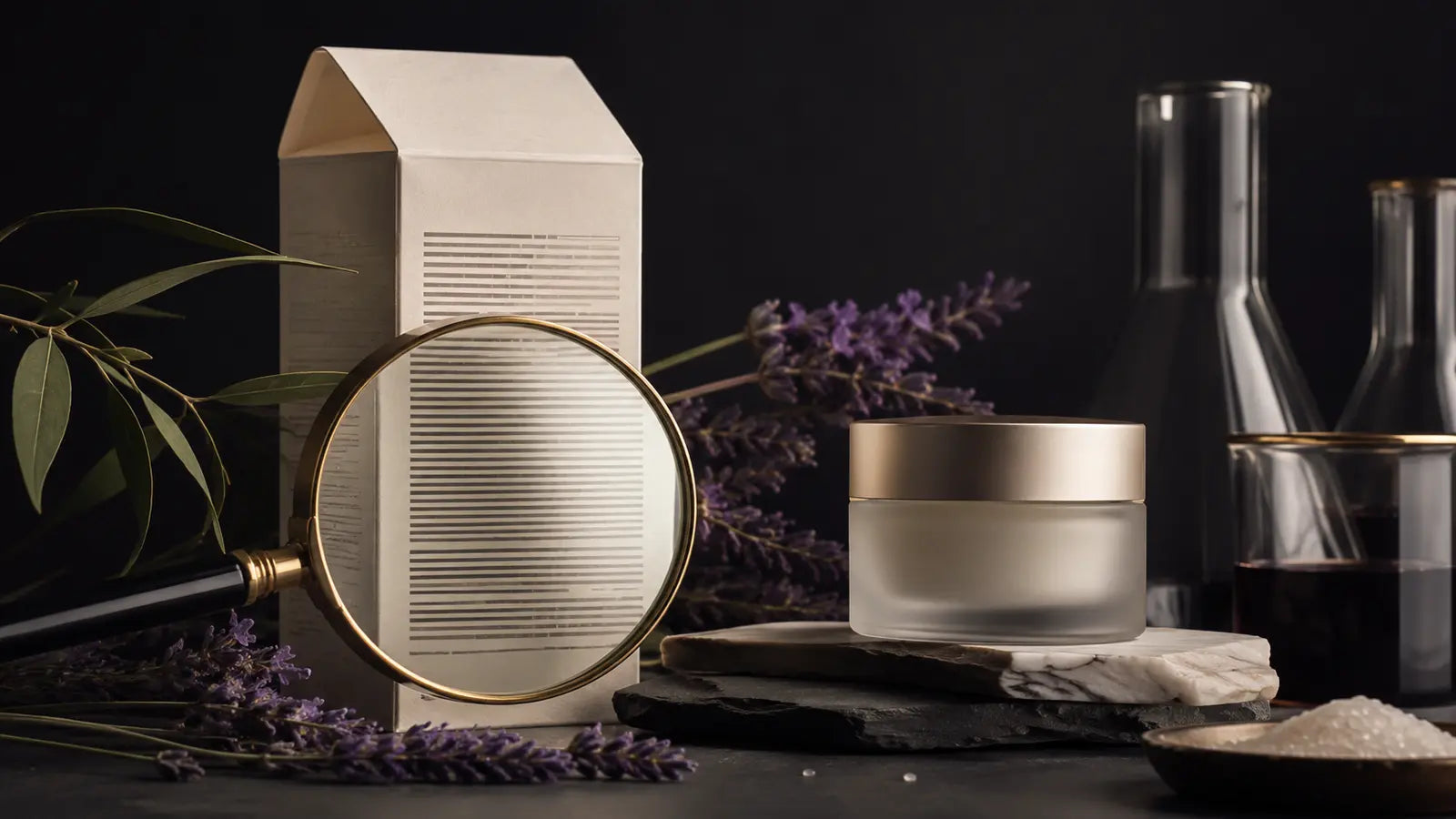 Luxury editorial skincare ingredient list and cosmetic label decoder