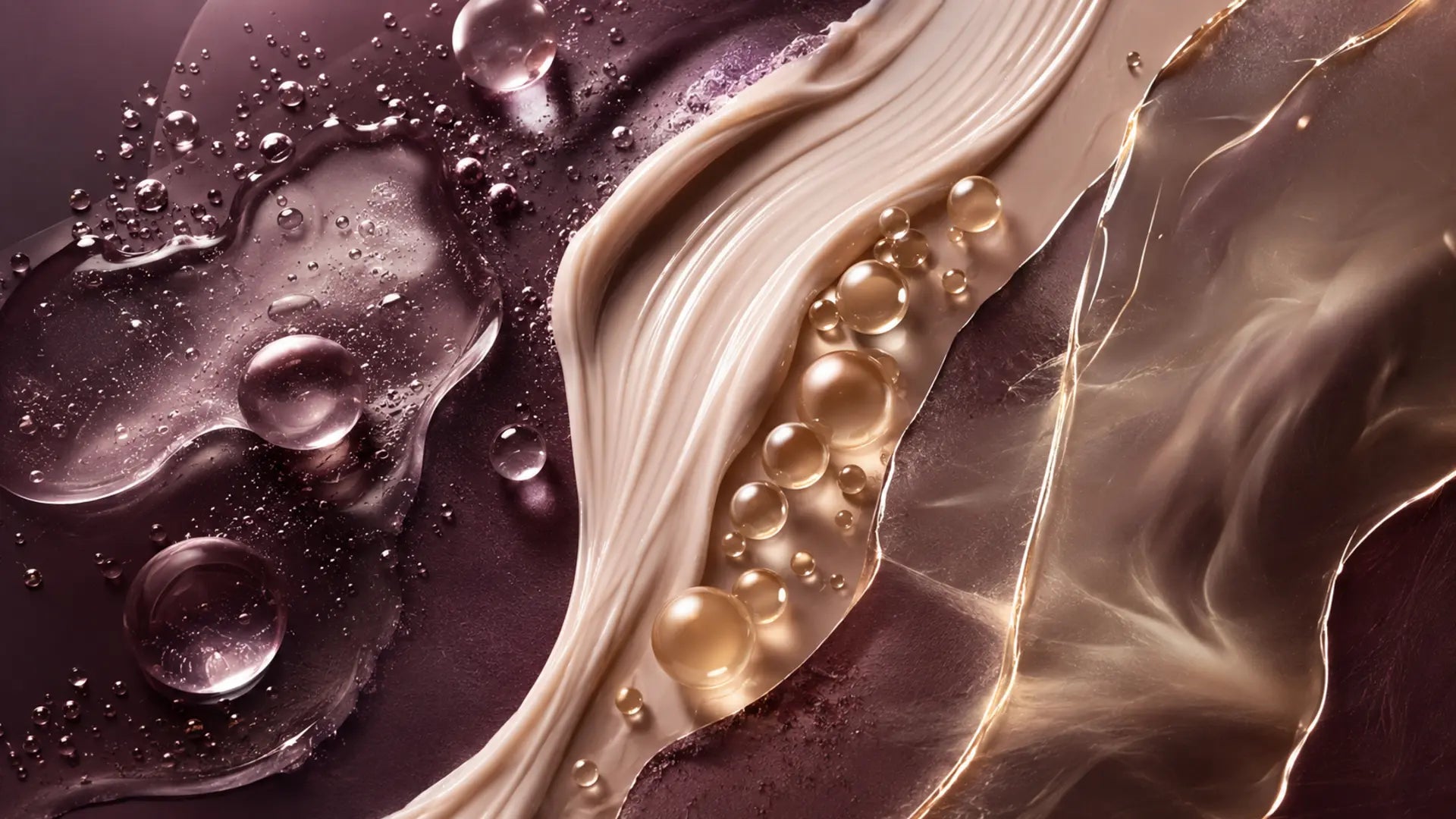 Editorial cosmetic textures representing humectants emollients and occlusives in moisturizers