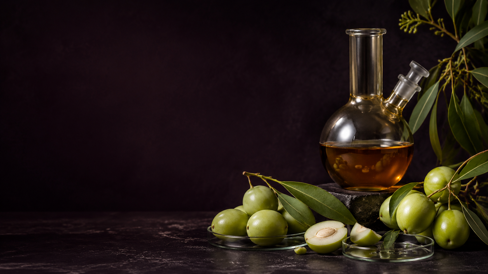 Luxury botanical laboratory still life for the Kakadu plum research library