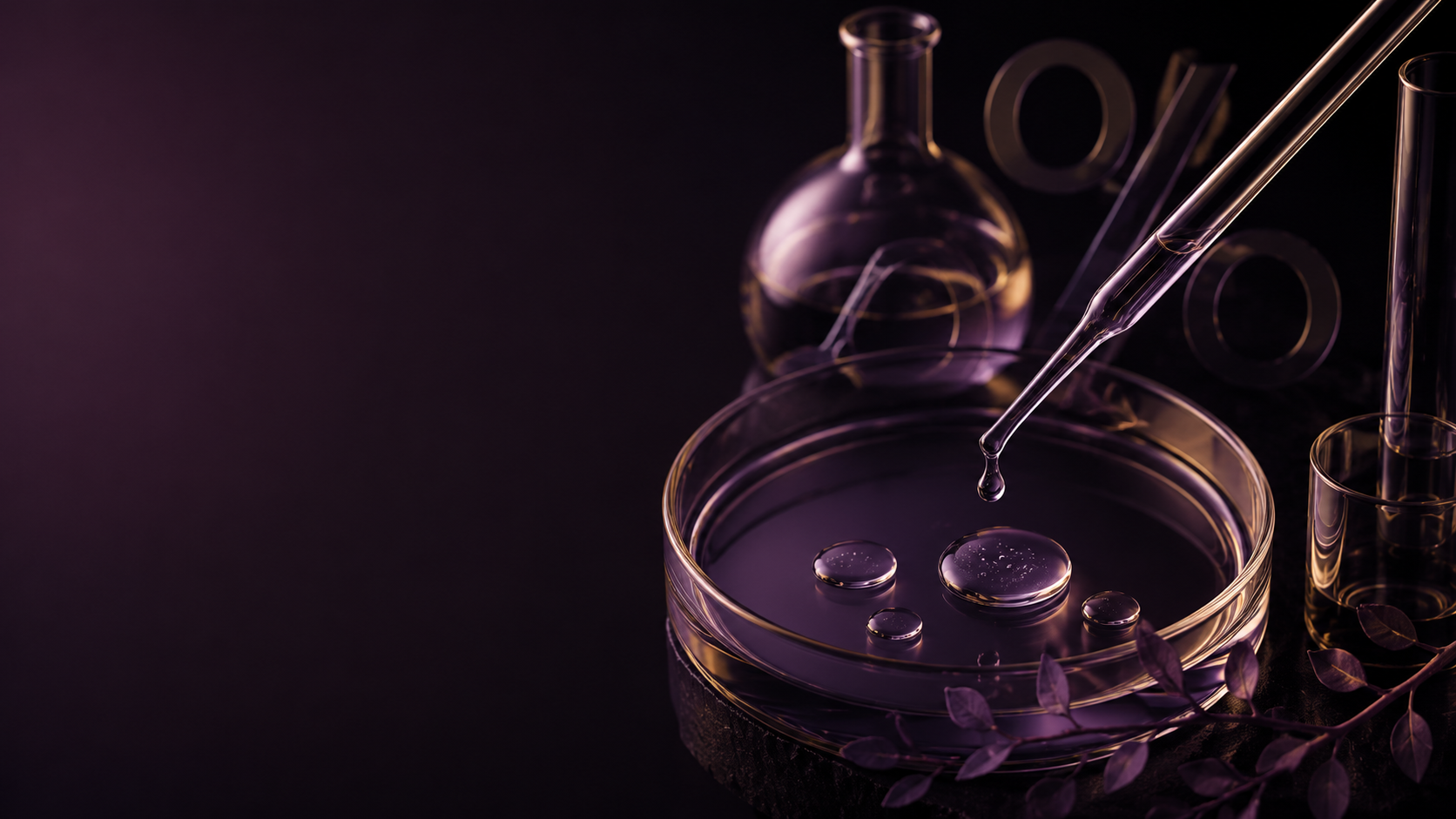 Luxury laboratory still life illustrating skincare ingredient concentrations