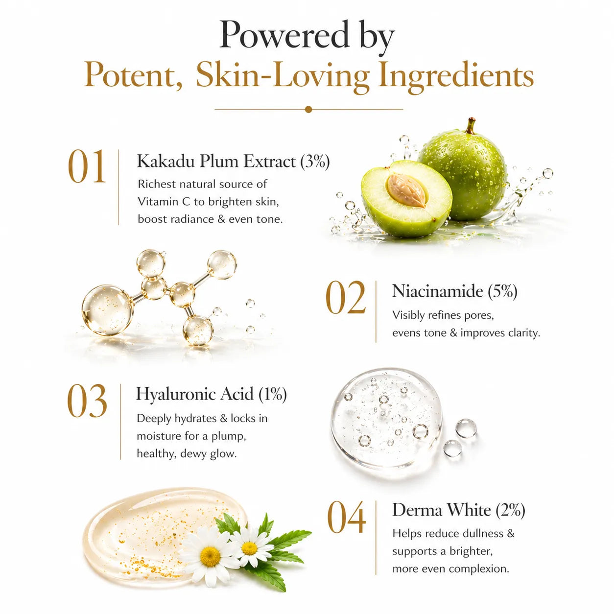 Skincare product with ingredients listed on a white background