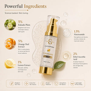 Skincare product with ingredients listed on a beige background
