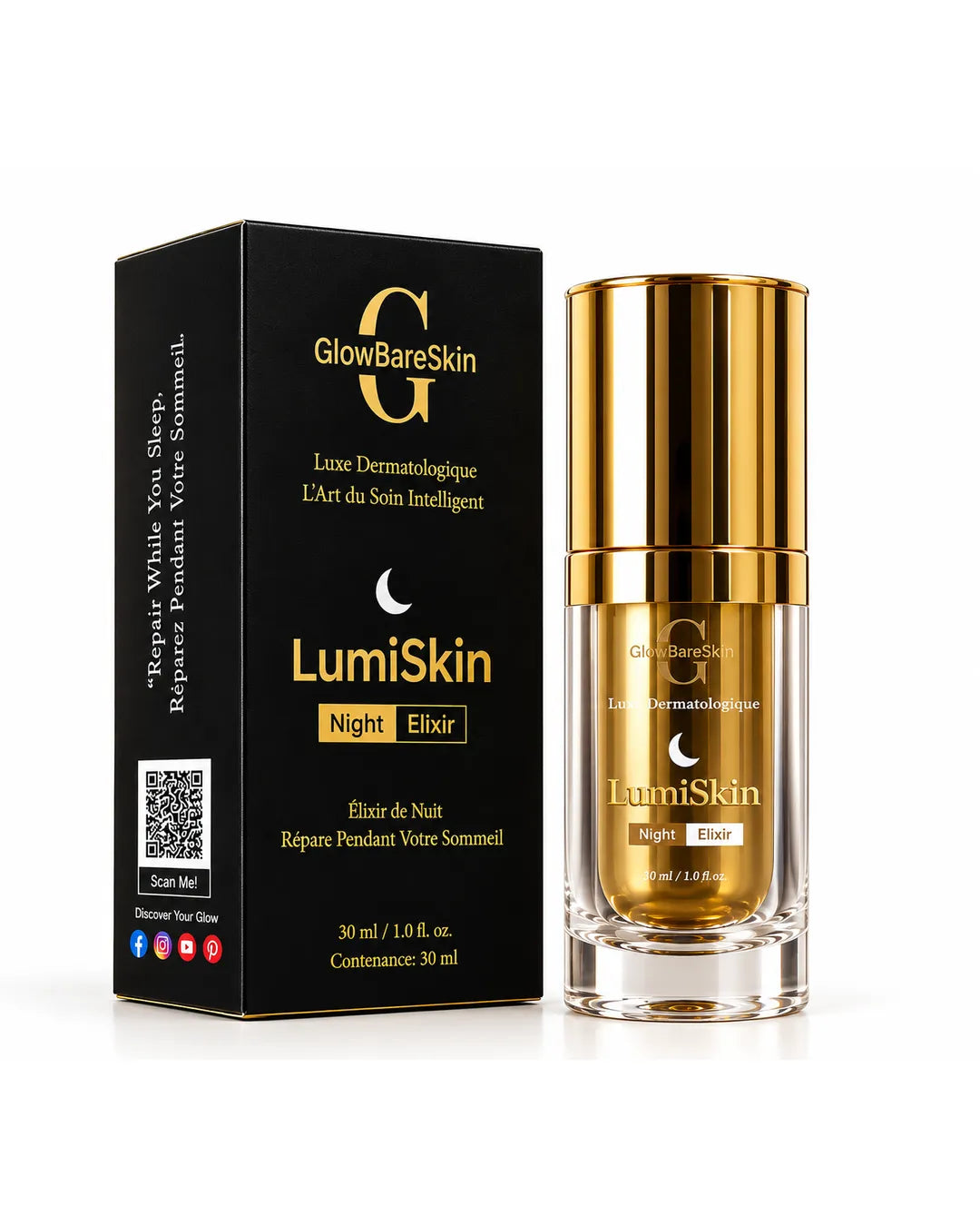 2% Bakuchiol Night Serum for Glow & Fine Lines | GlowBareSkin LumiSkin Night Elixir 30ml
