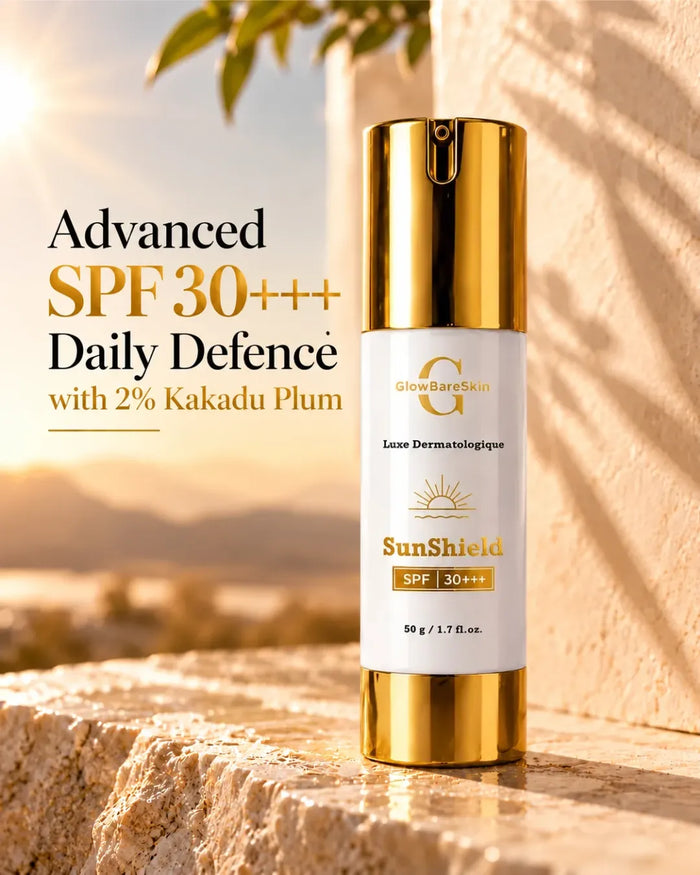 Kakadu Plum SPF 30+++ Sunscreen for Face, No White Cast | GlowBareSkin SunShield 50g