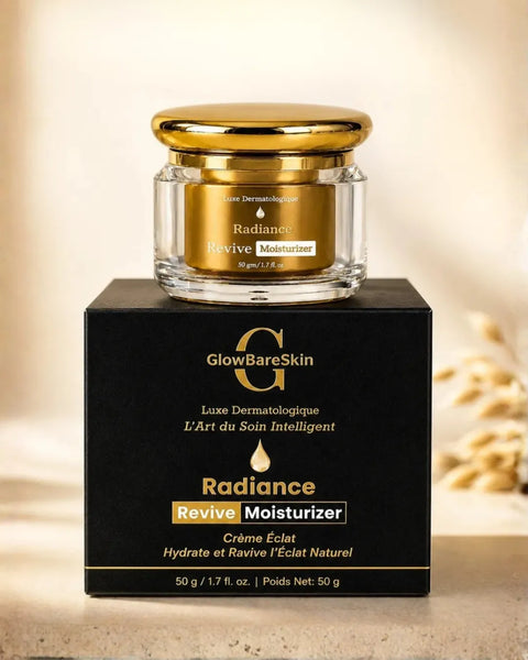 GlowBareSkin Radiance Revive Moisturizer Niacinamide Crème Éclat luxury product jar with black box
