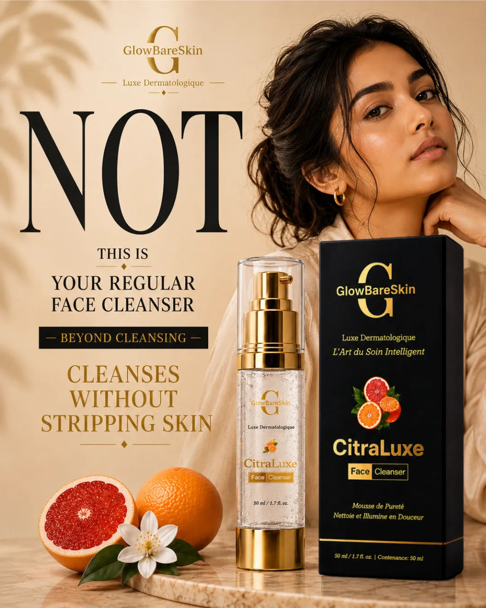 GlowBareSkin Citra Luxe Vitamin C Face Cleanser with Kakadu Plum, 50ml