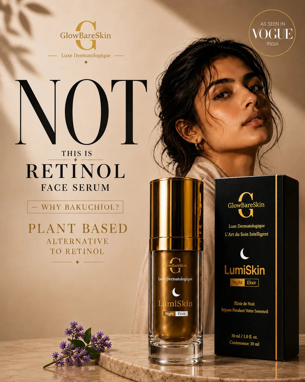 Bakuchiol Night Serum for Glow & Fine Lines | GlowBareSkin LumiSkin Night Elixir 30ml