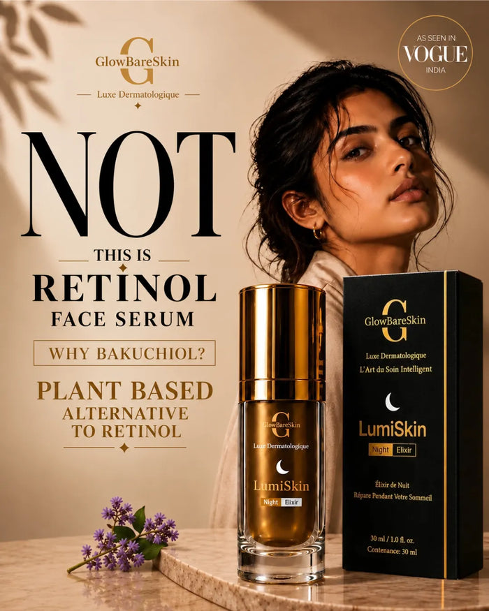 Bakuchiol Night Serum for Glow & Fine Lines | GlowBareSkin LumiSkin Night Elixir 30ml
